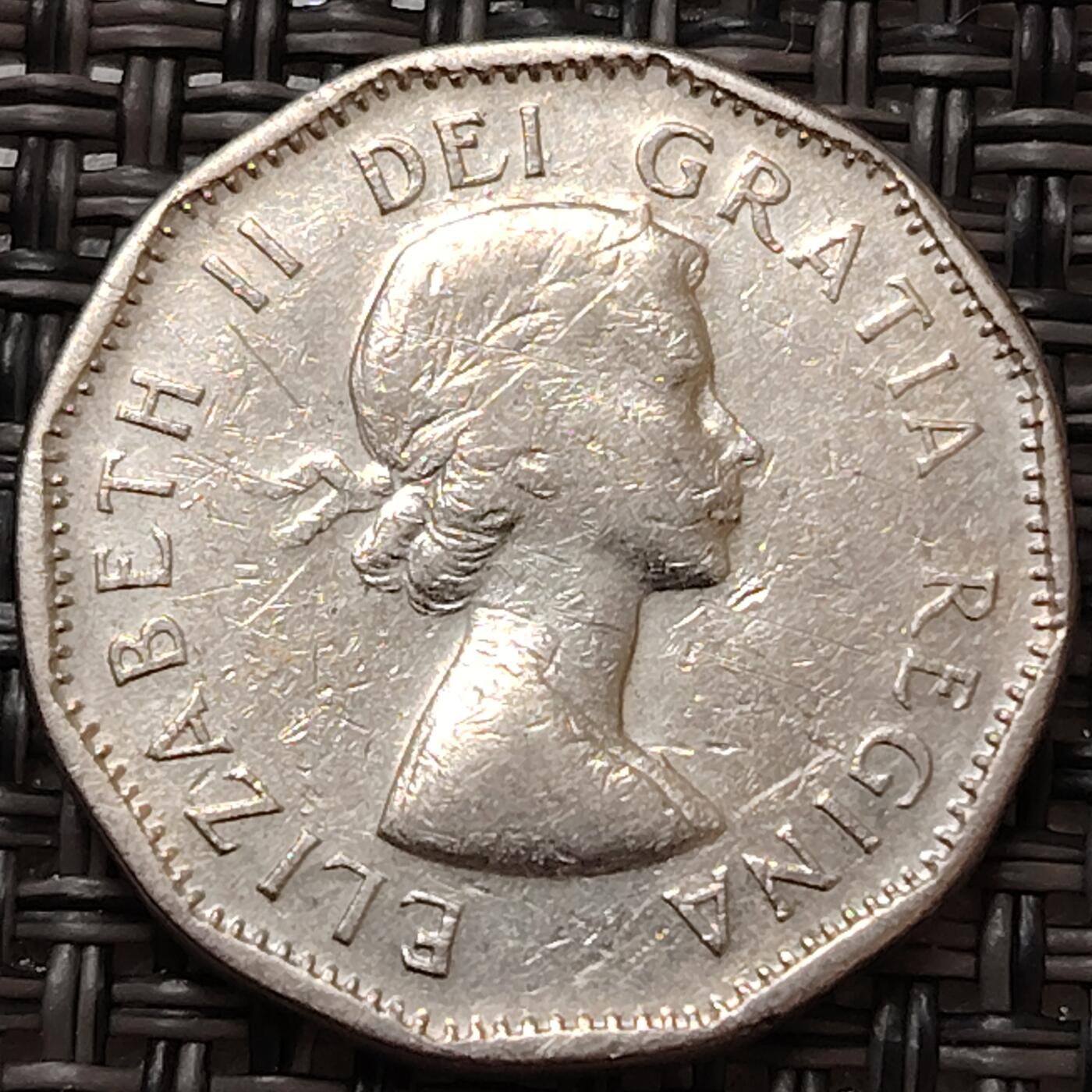 布加迪🐬～世界钱币(上海)🌾第 272 期 /  各国套币和散币 加拿大🇨🇦 1958年 5分 海狸图案 21.2mm ~L7