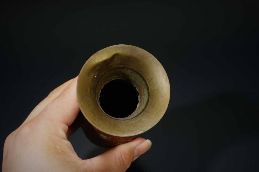 上海都达杂项专场十二（全场包邮】 铜錾刻花卉花瓶83-22