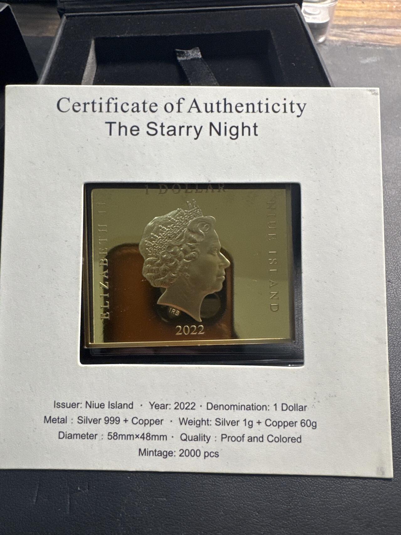 ❤️【币观天下】❤️ 第341期钱币拍卖- 2026.1.30周五晚上6点半场-长期征集拍品 春节前最后一场本场不能存放 节后恢复拍卖 纽埃2022年世界名画拼图艺术系列梵高星空银铜双金属纪念币含1克银