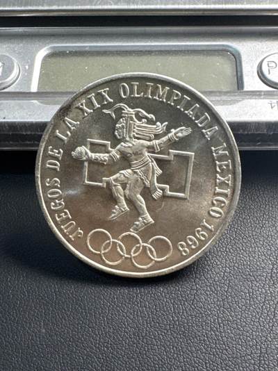 ❤️【币观天下】❤️ 第341期钱币拍卖- 2026.1.30周五晚上6点半场-长期征集拍品 春节前最后一场本场不能存放 节后恢复拍卖 - 1968年墨西哥25比索奥运会纪念银币，22.5克720银，原光品相，几乎全新