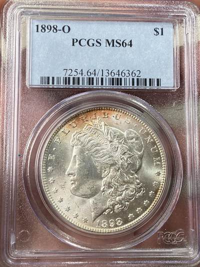 万国钱币拍卖第060期（万国六十期纪念大拍） - PCGS MS64 1898O美国摩根女神一美元大银 银霜转光环彩点缀