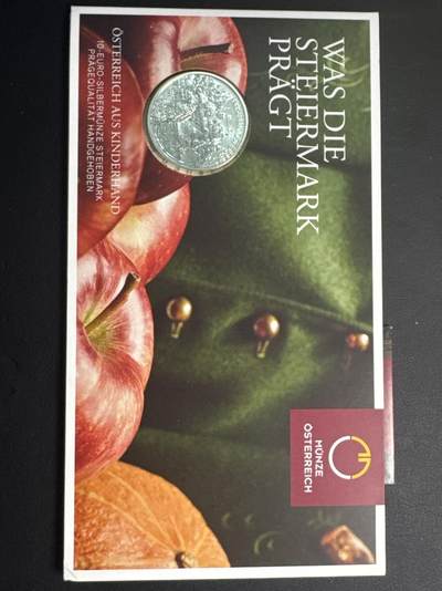 ❤️【币观天下】❤️ 第341期钱币拍卖- 2026.1.30周五晚上6点半场-长期征集拍品 春节前最后一场本场不能存放 节后恢复拍卖 - 奥地利联邦省系列银币 原厂封装卡册(面值10欧，重量17.3克)2012年施帝利亚州