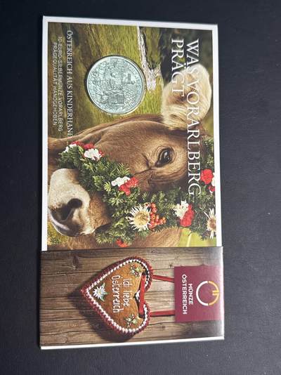 ❤️【币观天下】❤️ 第341期钱币拍卖- 2026.1.30周五晚上6点半场-长期征集拍品 春节前最后一场本场不能存放 节后恢复拍卖 - 奥地利联邦省系列银币 原厂封装卡册(面值10欧，重量17.3克)2013年福拉尔贝格