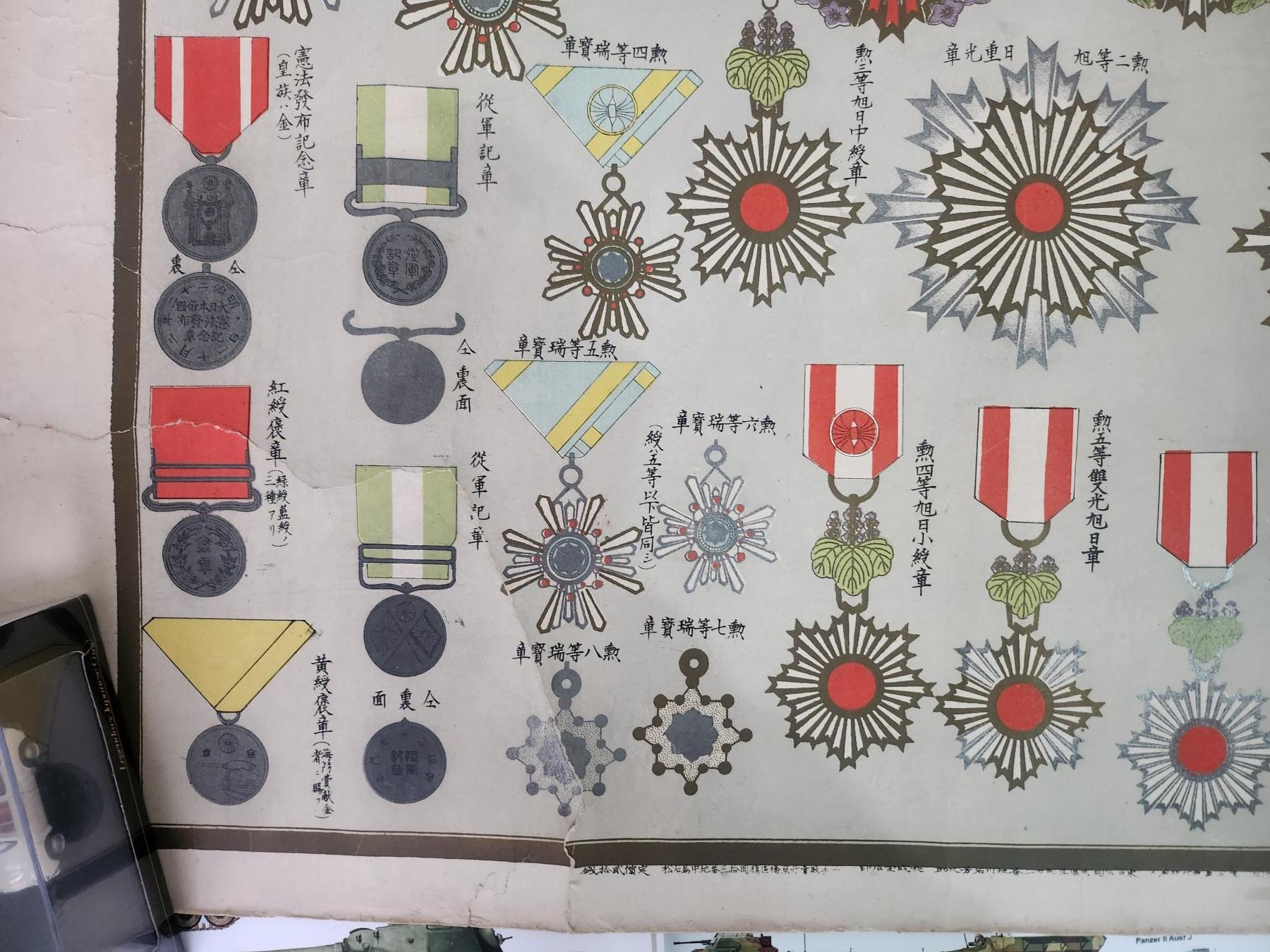 南水社首场拍卖 大日本帝国勲章紀章圖63*46cm1896年石板印刷 年代久远纸质品 品相如图 左下角有折痕与破损