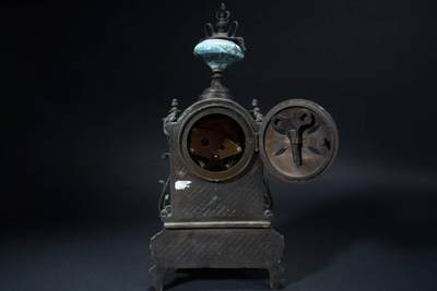 上海都达杂项专场90【全场包邮】  西洋全铜画珐琅人物大摆钟83-5