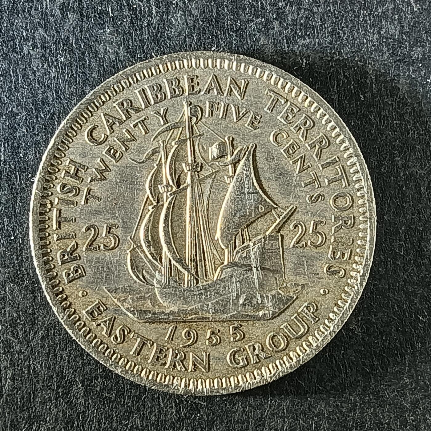 逸泉钱币2026第十四场世界各国散币纪念币A1214-1613 1266 英属加勒比海25分黄铜硬币