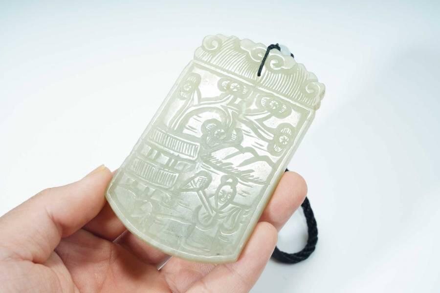 上海都达杂项专场十二（全场包邮】 90年代 和田玉精雕《人物诗文》挂牌83-33