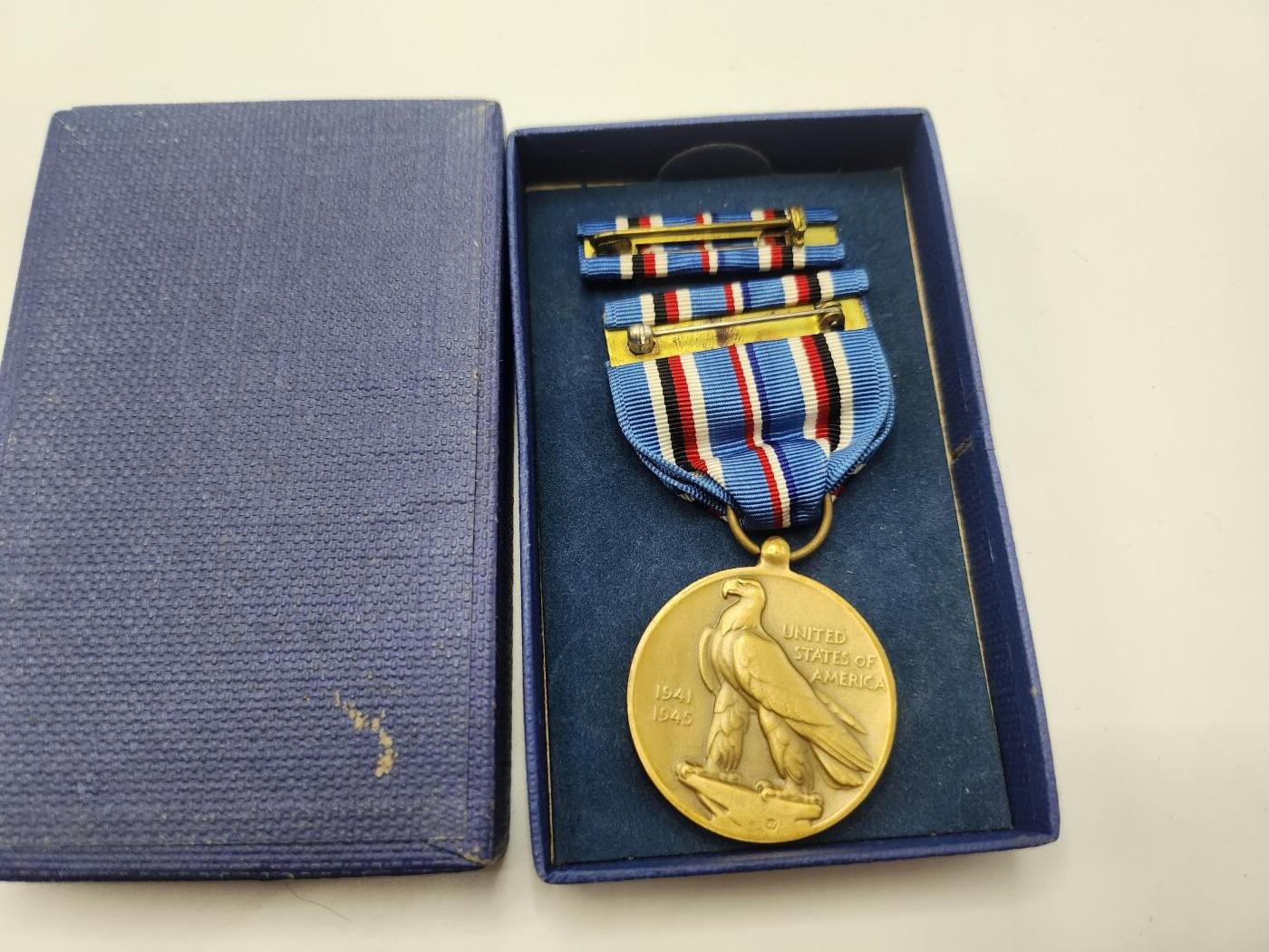 南水社首场拍卖 美国二战美洲战役奖章 完整带盒略 商业版