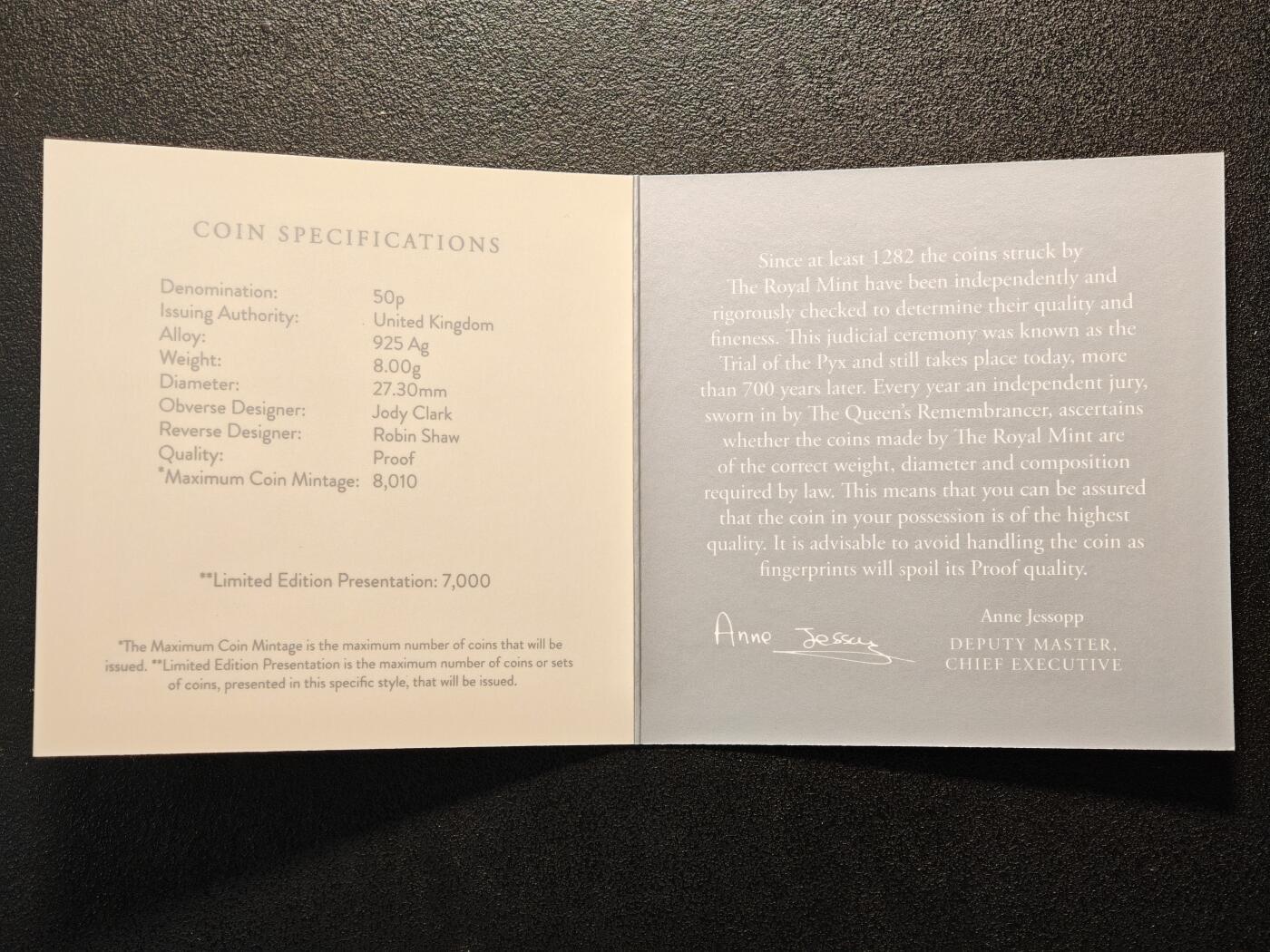 【德藏】世界币章拍卖第163期（拍品征集中~欢迎藏友联系） 2021年 英国雪人50便士彩色精制纪念银币 原盒 原证书 27.3mm 8g 925银