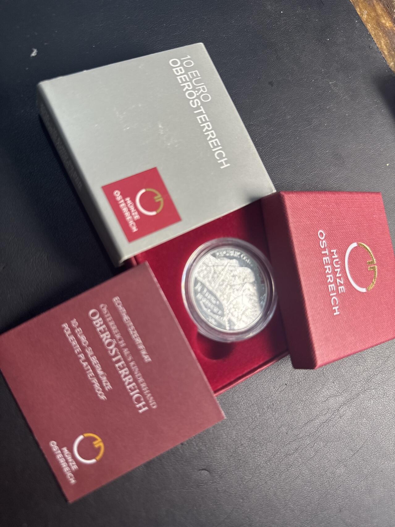 ❤️【币观天下】❤️ 第341期钱币拍卖- 2026.1.30周五晚上6点半场-长期征集拍品 春节前最后一场本场不能存放 节后恢复拍卖 奥地利联邦省系列银币 盒证齐全(面值10欧，重量17.3克)2016-1