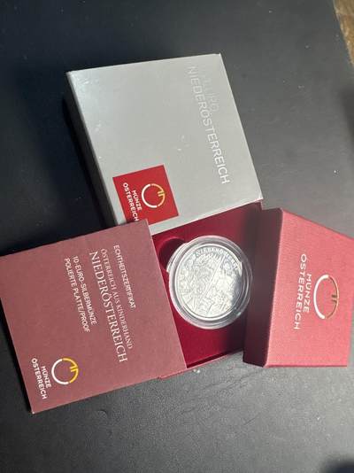 ❤️【币观天下】❤️ 第341期钱币拍卖- 2026.1.30周五晚上6点半场-长期征集拍品 春节前最后一场本场不能存放 节后恢复拍卖 - 奥地利联邦省系列银币 盒证齐全(面值10欧，重量17.3克)2013-1