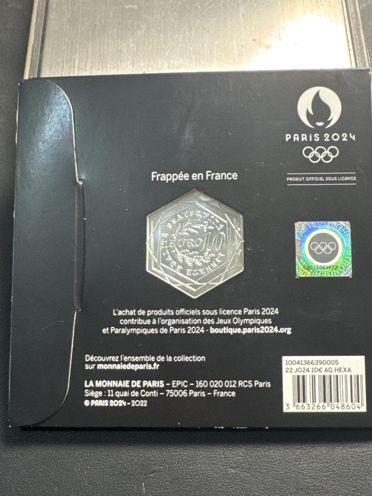 ❤️【币观天下】❤️ 第341期钱币拍卖- 2026.1.30周五晚上6点半场-长期征集拍品 春节前最后一场本场不能存放 节后恢复拍卖 法国2024年巴黎奥运会10欧元六边形纪念银币