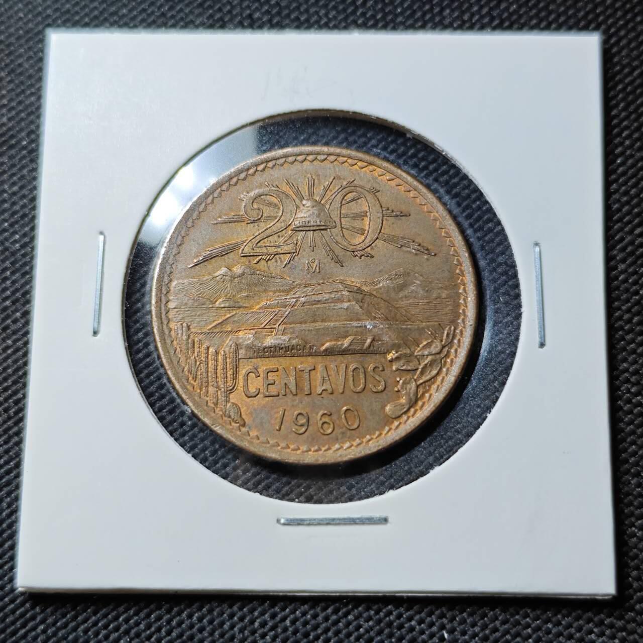 KK钱币收藏小铺  第390期  2月预留时间 周末发货  1966墨西哥20分铜币