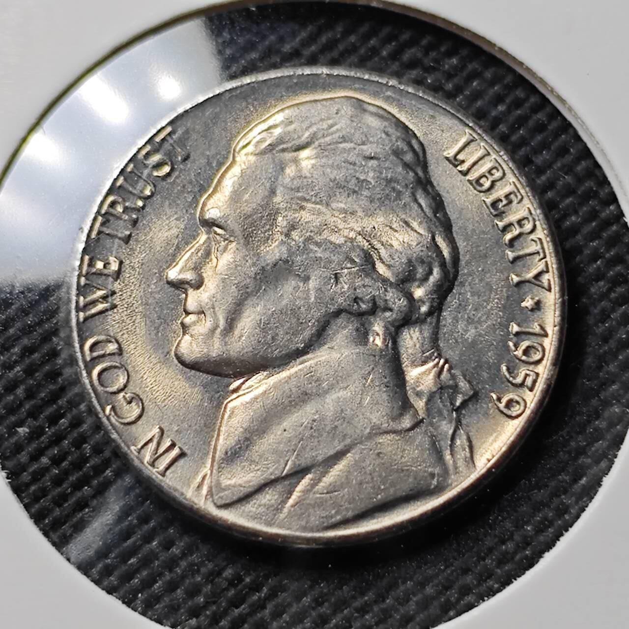 KK钱币收藏小铺  第390期  2月预留时间 周末发货  1959美国5分 好品