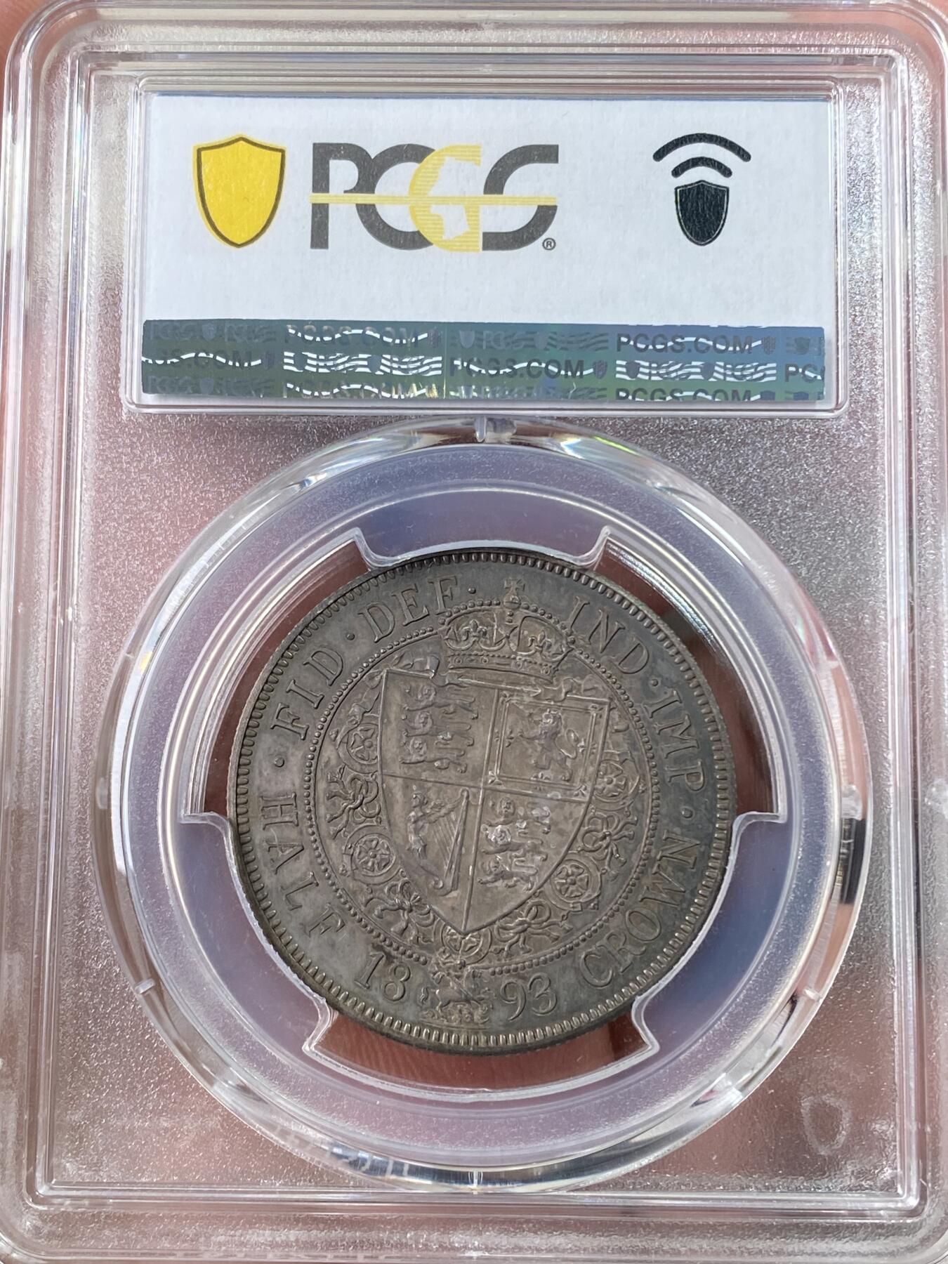 万国钱币拍卖第060期（万国六十期纪念大拍） PCGS PR63 1893年英国维多利亚女王披纱精制半克朗 原盒天鹅绒乌云五彩极美 镜面底板状态舒适 收藏级品质