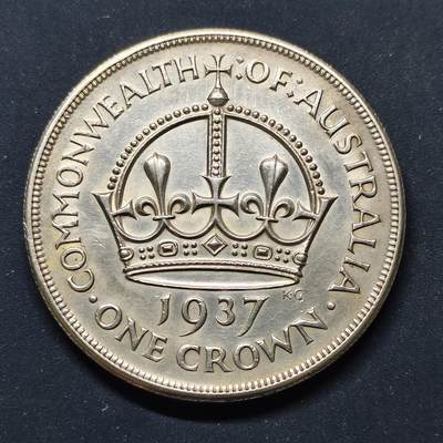 【全场包邮】纯粹捡漏拍499场-持续更新中 - 澳大利亚1937年1克朗乔治六世加冕克朗型纪念银币【38毫米28.28克92.5%，纯银价约732元（按28元银价估算）】