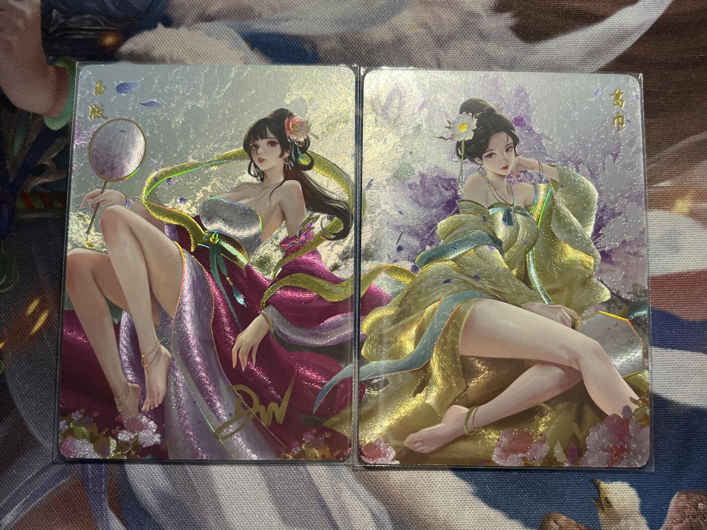 欢迎送拍、零成本上架，释放现金流，合理分配上拍卡品 【亲签无编幻彩粗闪一对】达文 葛巾、玉版（异色）轩辕春秋&刘光魅影3期