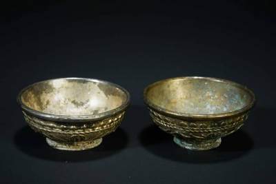 上海都达杂项专场十二（全场包邮】 - 老寿字纹小酒碗 1对83-24