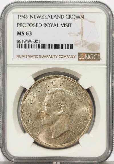 博洋堂世界钱币拍卖第159期（全场包邮） - NGC MS63 新西兰1949年克朗大银，18克925银