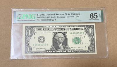 【礼羽收藏】🌏世界钱币拍卖第122期 - 2017年1美元倒置号PMG65分