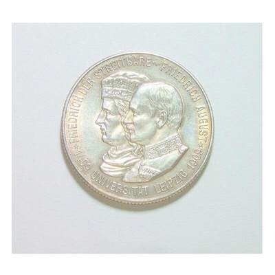 【银】德国萨克森1909年 莱比锡大学2马克银币 难得初铸原光 - 【银】德国萨克森1909年 莱比锡大学2马克银币 难得初铸原光