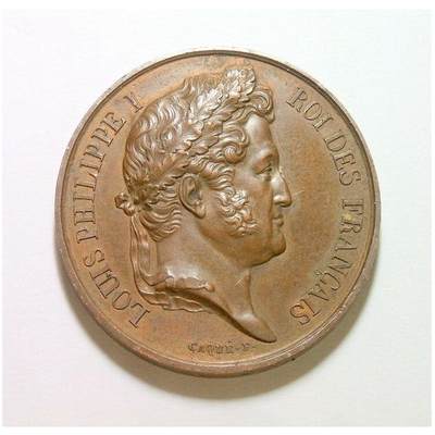 法国1847年 菲利普一世高浮雕精制大铜章 40MM - 法国1847年 菲利普一世高浮雕精制大铜章 40MM
