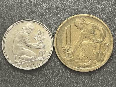 回流0201 - 联邦德国1991年50芬尼和捷克斯洛伐克1976年1克朗 