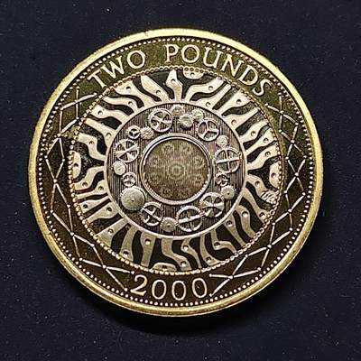 【全场包邮】纯粹捡漏拍498场-持续更新中 - 英国2000年2镑机械时代双金属精制币