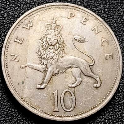 泉币菌-第178场- 精品福利场 - 英国大镍币 英国1973年 10便士铜镍币 28.5mm 伊丽莎白二世女王 皇冠狮子