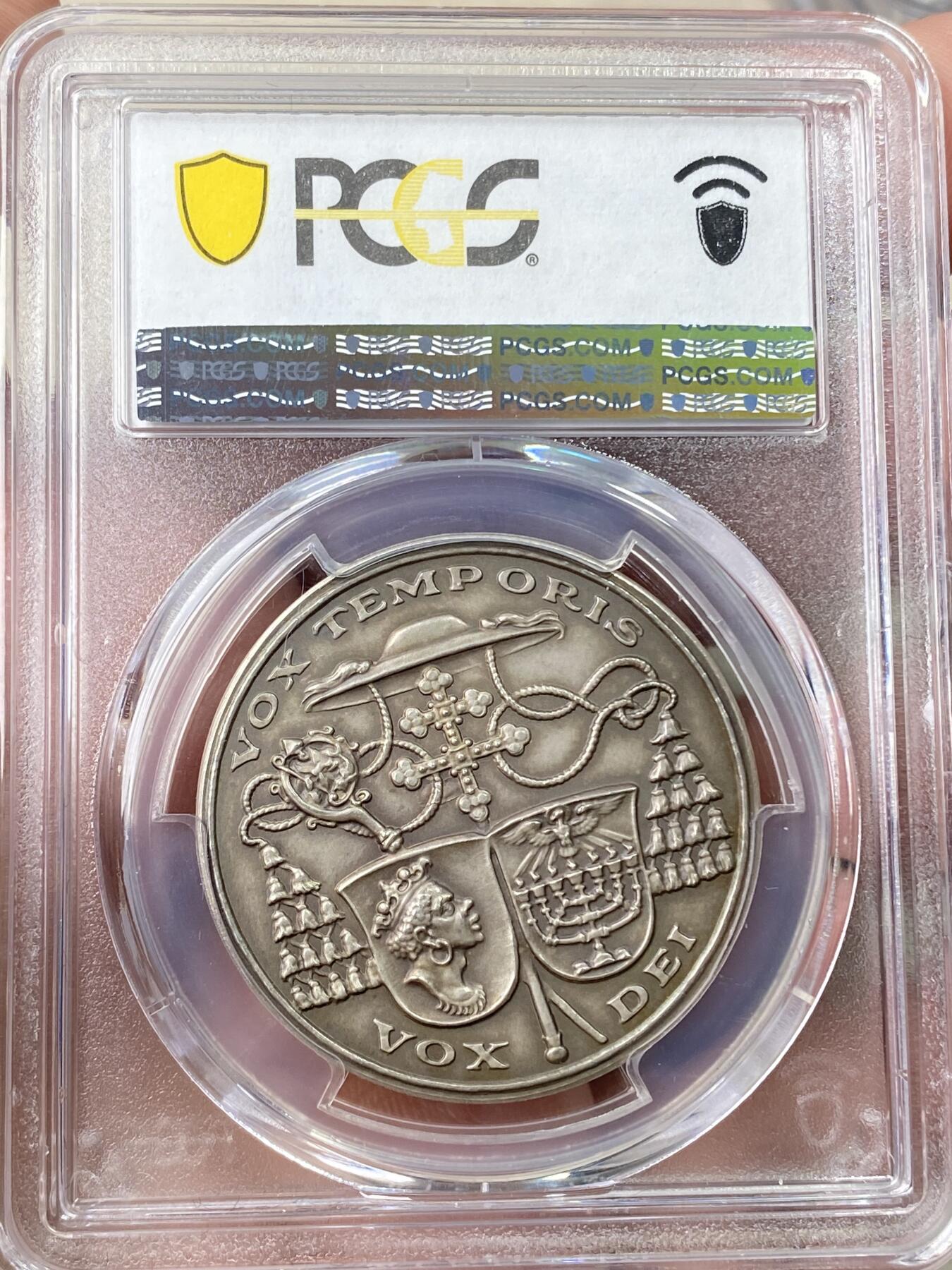 万国钱币拍卖第060期（万国六十期纪念大拍） PCGS SP64 1927年德国红衣主教迈克尔·冯·福尔哈伯纪念银章 巴伐利亚造币厂铸 卡尔哥茨罕见作品 PC冠军分