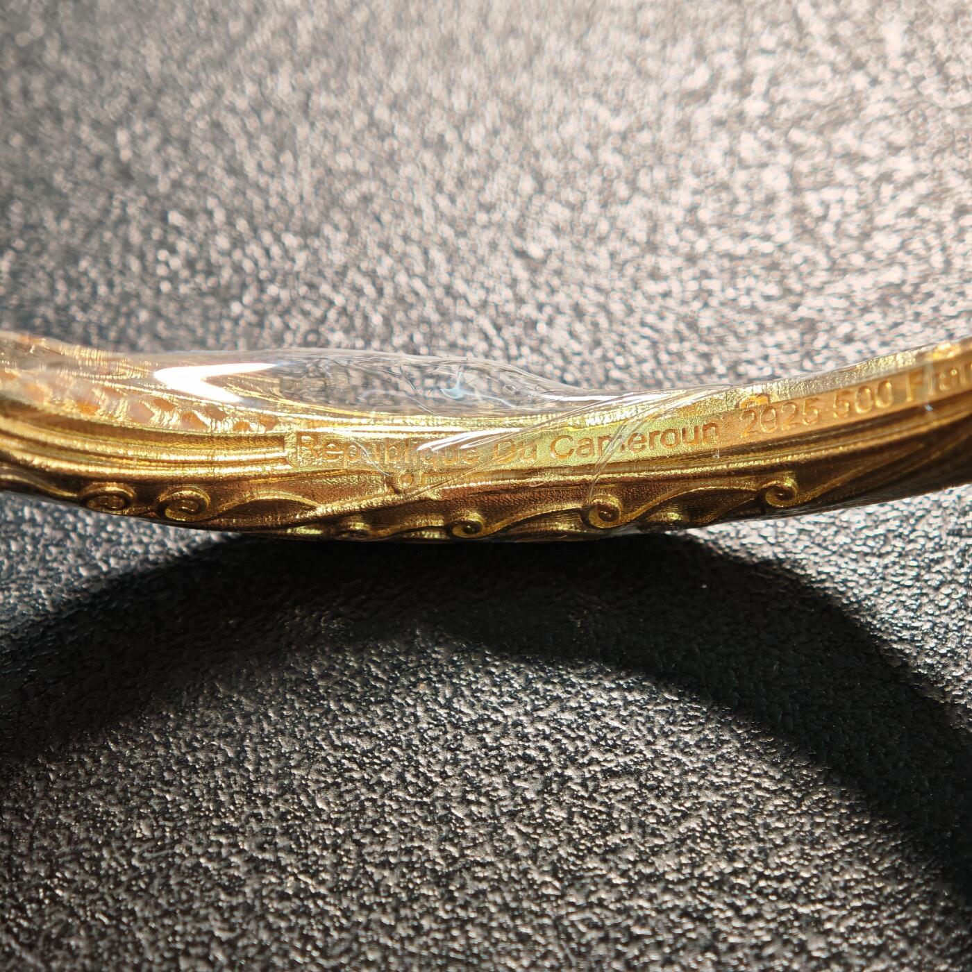 【德藏】世界币章拍卖第163期（拍品征集中~欢迎藏友联系） 2025年 喀麦隆哪吒乾坤圈镀金镶嵌环形纪念银币 925银 原盒 带证书 直径约：58mm；重约：23g