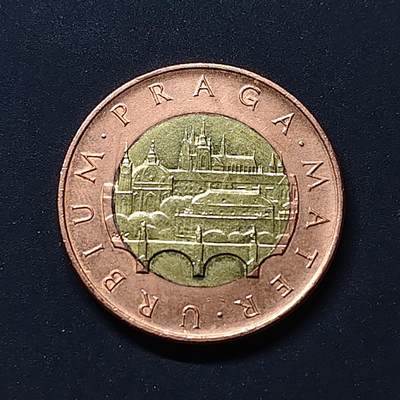 【全场包邮】纯粹捡漏拍498场-持续更新中 - 【获奖币】捷克1993年50克朗布拉格城景双色币-最佳贸易币（仅1993年属于获奖币） UNC品相