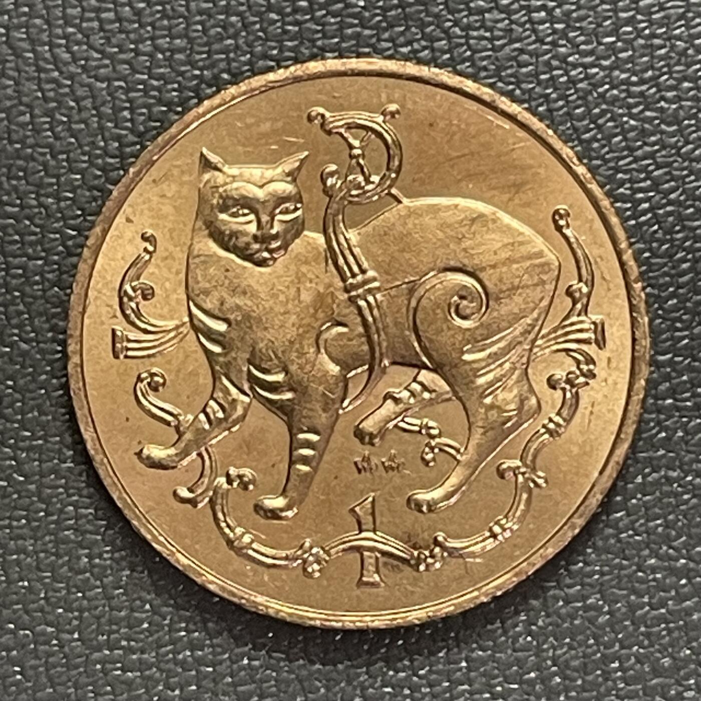 回流0201 马恩岛1980年1便士 无尾猫