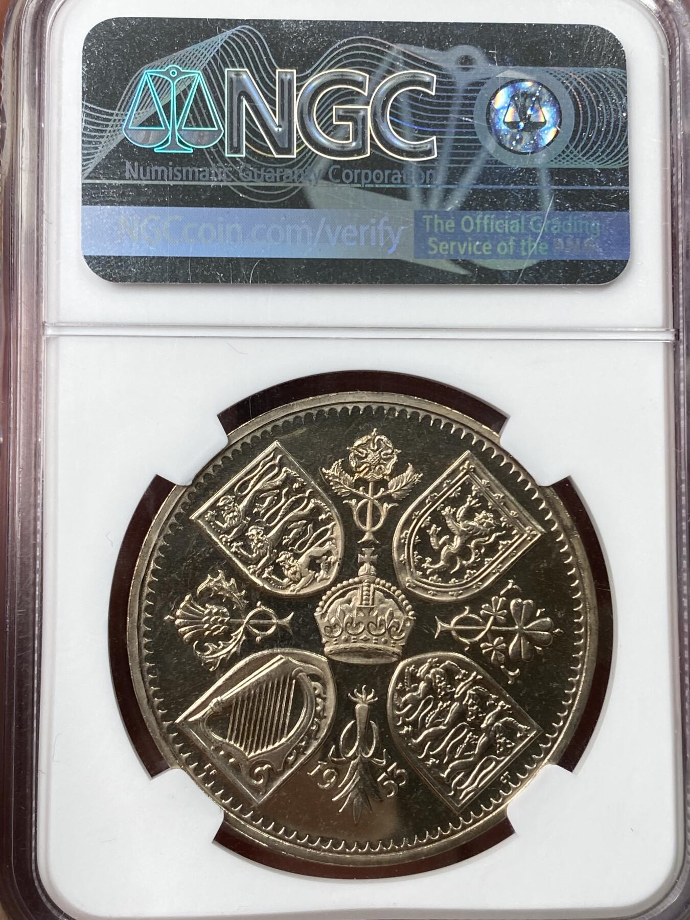 万国钱币拍卖第060期（万国六十期纪念大拍） NGC PF66 1953年英国伊丽莎白二世加冕纪念精制克朗 英系经典加冕品种