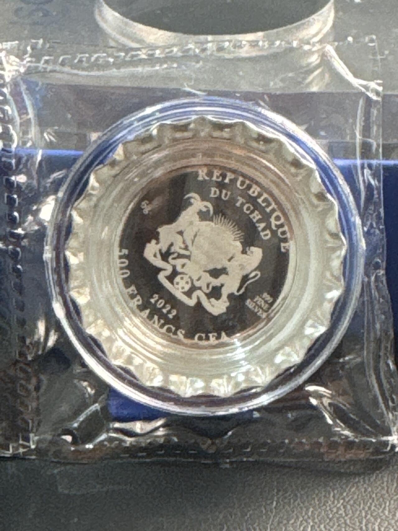 ❤️【币观天下】❤️ 第341期钱币拍卖- 2026.1.30周五晚上6点半场-长期征集拍品 春节前最后一场本场不能存放 节后恢复拍卖 乍得2022年百事可乐瓶盖形状精制纪念银币6克盒证齐全