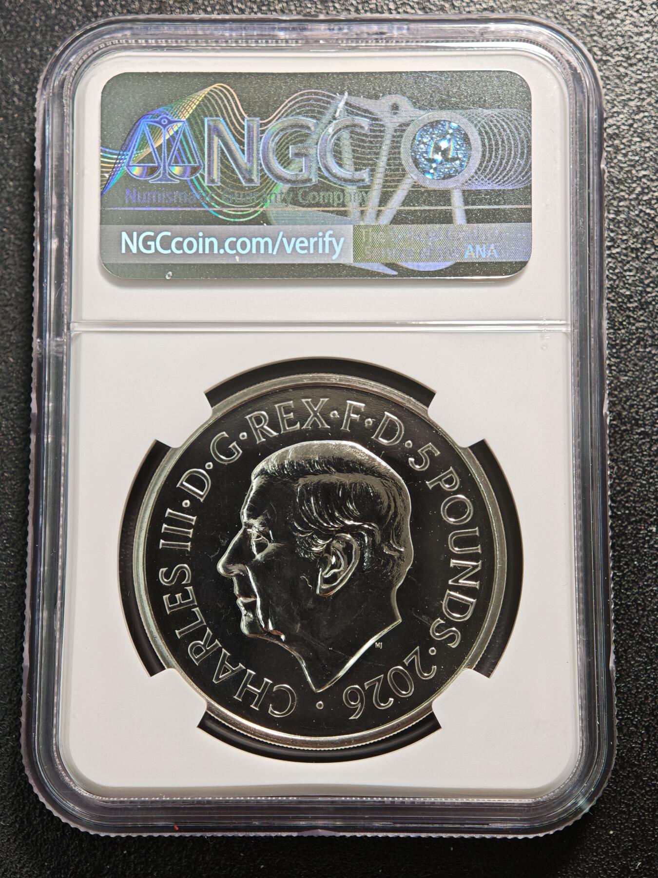 【德藏】世界币章拍卖第163期（拍品征集中~欢迎藏友联系） 2026年 英国伊丽莎白二世第一版肖像精铸纪念类精制镍币 NGC MS66DPL