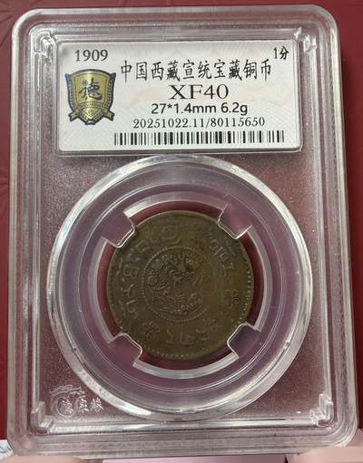 2026年1月捡漏拍 - 中国西藏宣统宝藏一分铜币