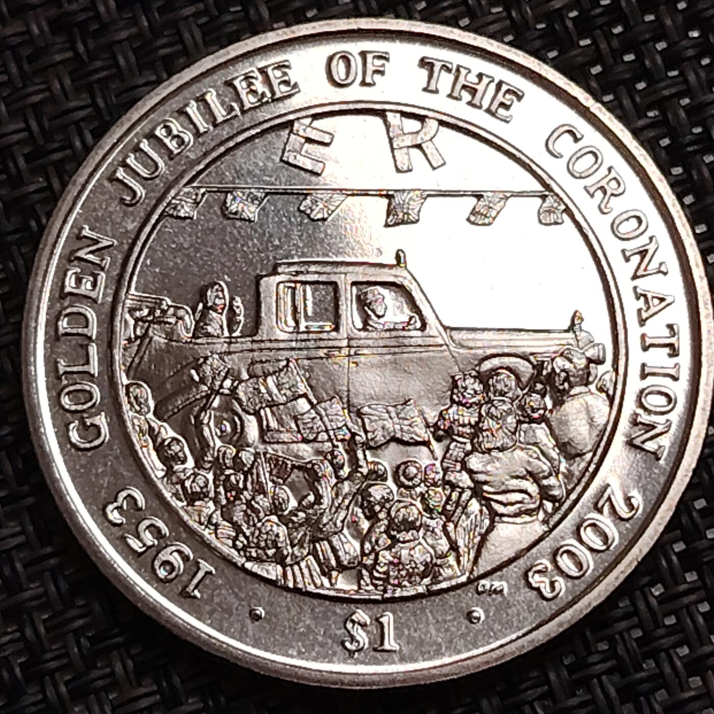 布加迪🐬～世界钱币(上海)🌾第 272 期 /  各国套币和散币 英属维尔京群岛 2003年 1元 女王加冕金禧