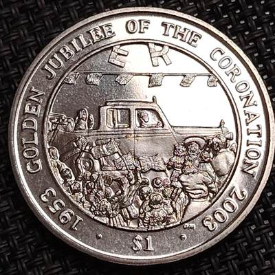 布加迪🐬～世界钱币(上海)🌾第 272 期 /  各国套币和散币 - 英属维尔京群岛 2003年 1元 女王加冕金禧