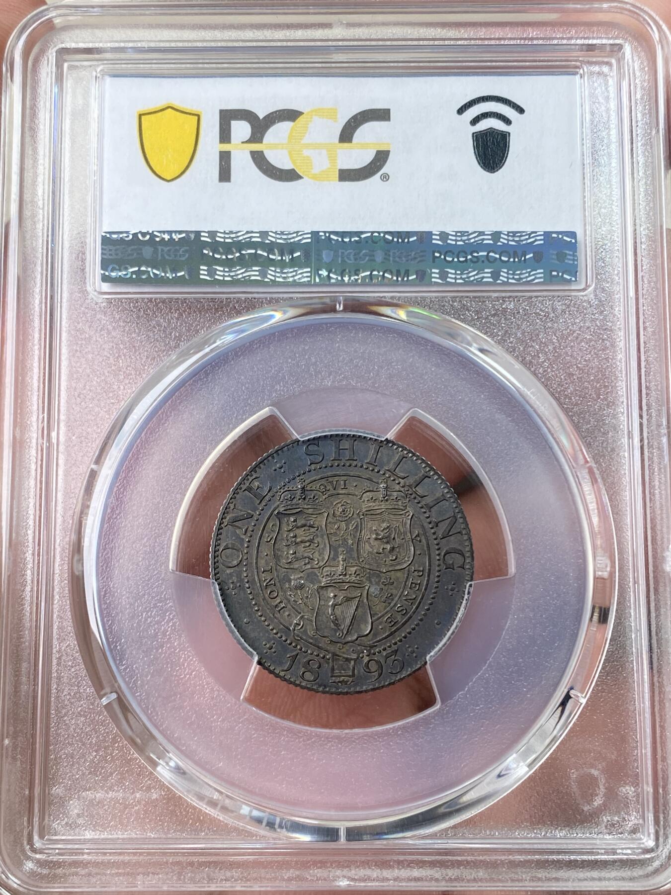 万国钱币拍卖第060期（万国六十期纪念大拍） PCGS PR63 1893年英国维多利亚女王披纱精制1先令  厚重原盒天鹅绒彩乌云包浆 镜面底板极美