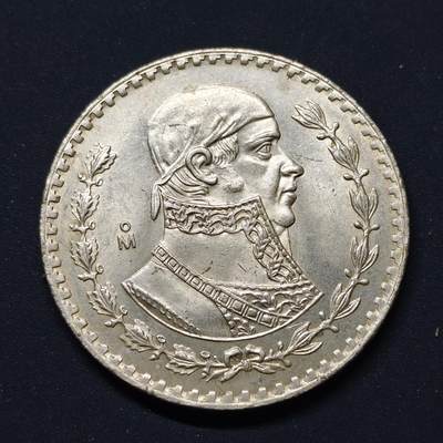 【全场包邮】纯粹捡漏拍498场-持续更新中 - 墨西哥1966年1比索低银币 BU好品少见