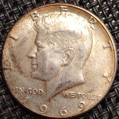 布加迪🐬～世界钱币(上海)🌾第 272 期 /  各国套币和散币 - 美国🇺🇸 1969年 50分银币 肯尼迪总统 秃鹰 低银版 11.5g 400银 30.61mm