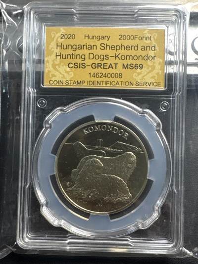 ❤️【币观天下】❤️ 第341期钱币拍卖- 2026.1.30周五晚上6点半场-长期征集拍品 春节前最后一场本场不能存放 节后恢复拍卖 - 匈牙利2020年名狗系列纪念币 信泰评级MS69