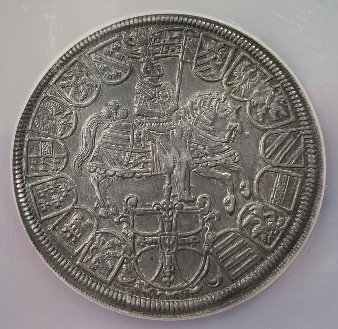 万国钱币拍卖第060期（万国六十期纪念大拍） NGC AU55 1614德国条顿骑士团2泰勒大银 条顿名誉品种 57g重器 均匀一色欧陆包浆极美 几乎见不到MS的品种 一枚原味好状态的55已是收藏之选