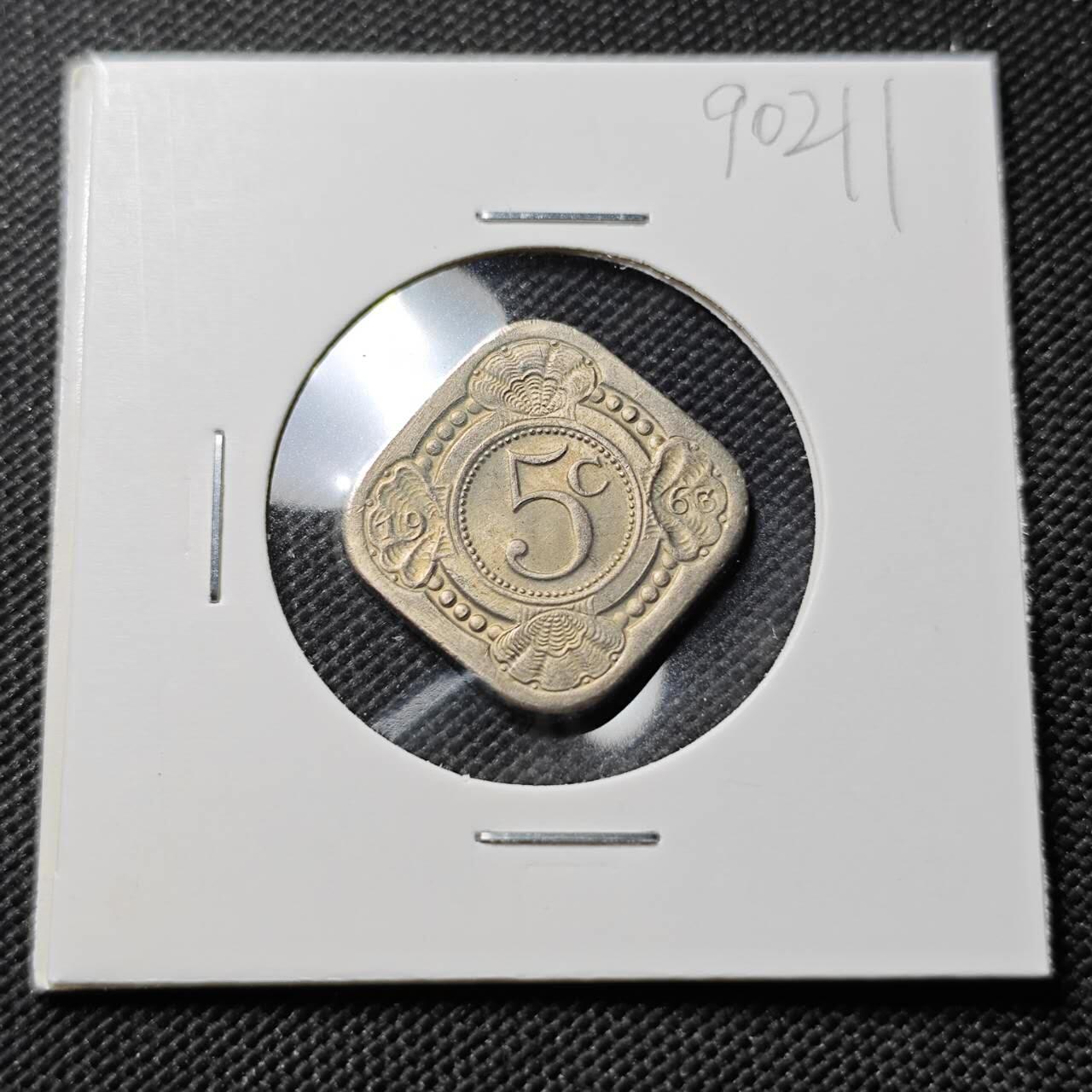 KK钱币收藏小铺  第390期  2月预留时间 周末发货 1966 荷属安地列斯5分镍币 好品