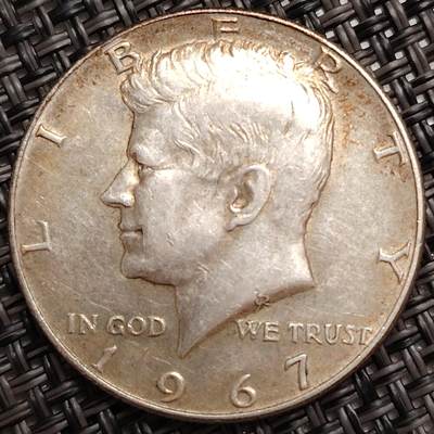 布加迪🐬～世界钱币(上海)🌾第 272 期 /  各国套币和散币 - 美国🇺🇸 1967年 50分银币 肯尼迪总统 秃鹰 低银版 11.5g 400银 30.61mm