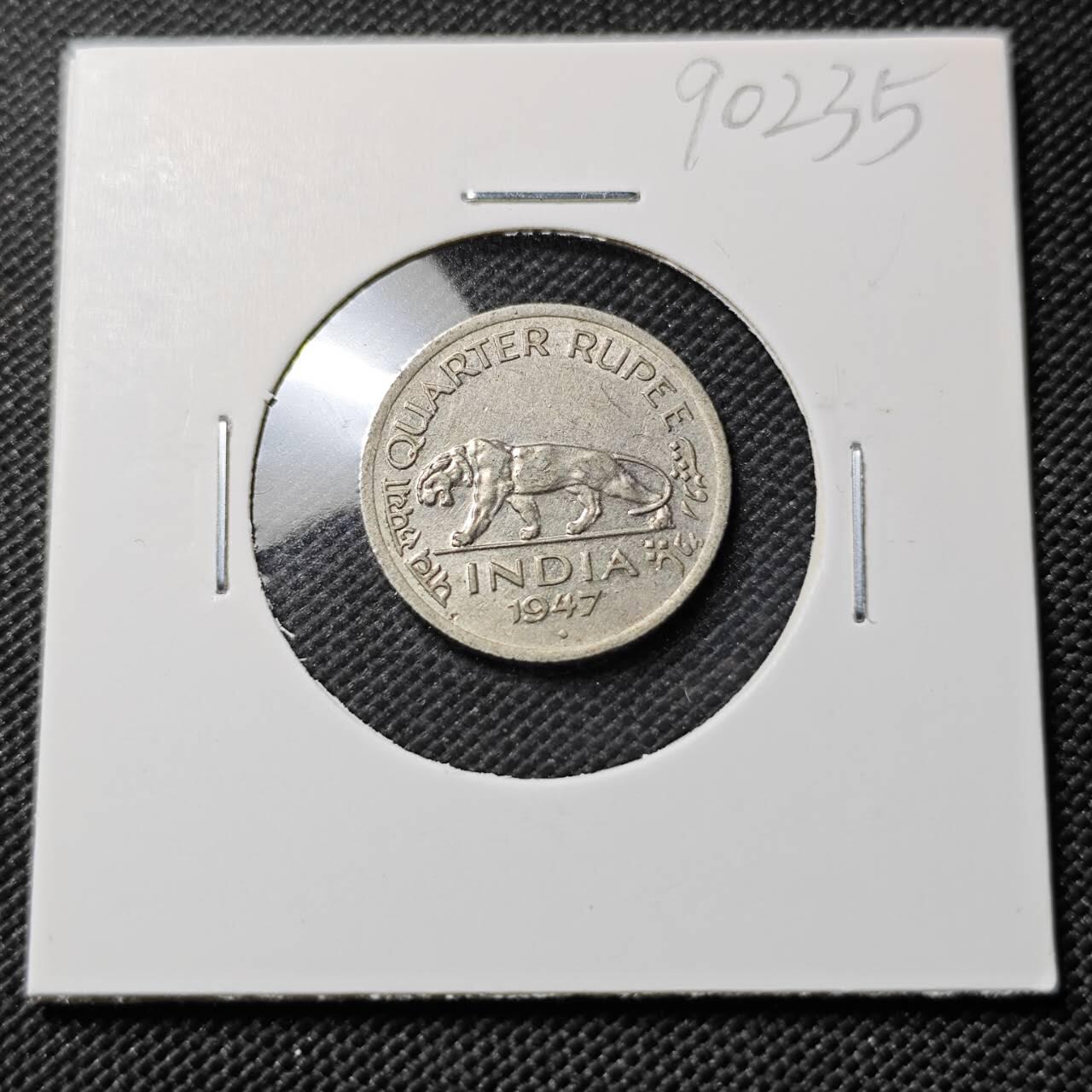 KK钱币收藏小铺  第390期  2月预留时间 周末发货  1947英属印度1/4卢比