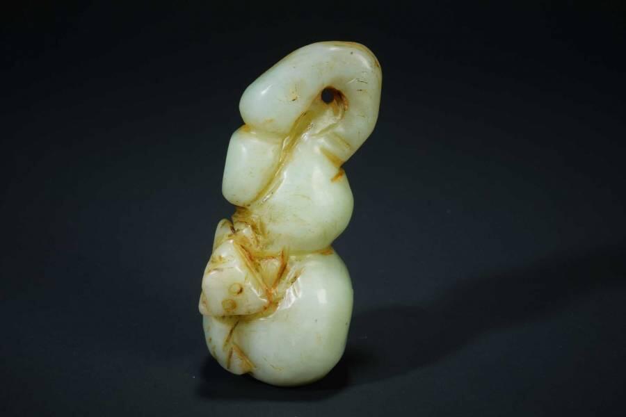 上海都达杂项专场十二（全场包邮】 古玉福禄手把件83-27