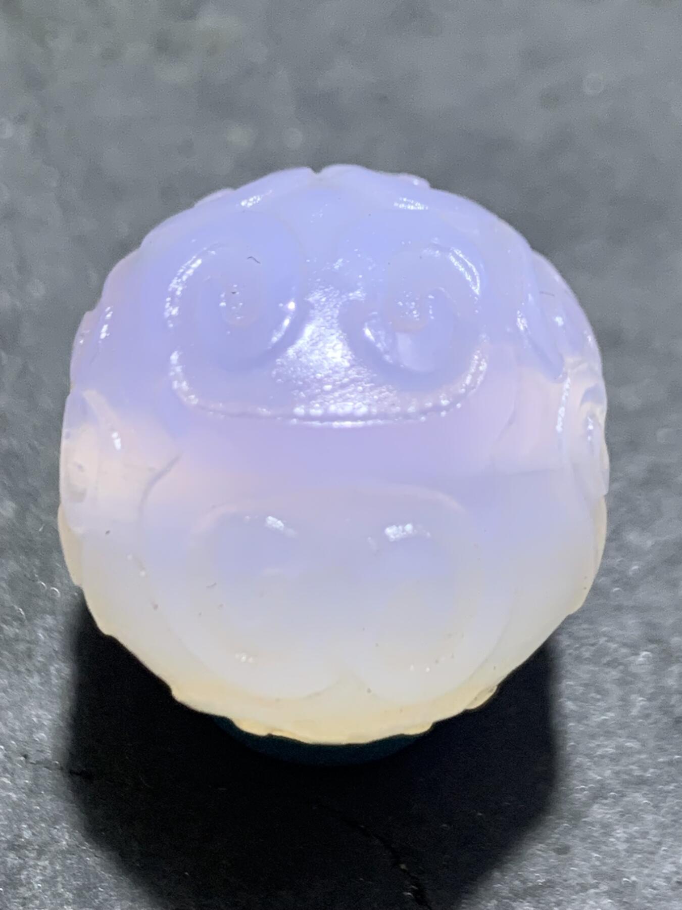 稀有紫罗兰高冰荧光润料玛瑙随形回纹珠一颗