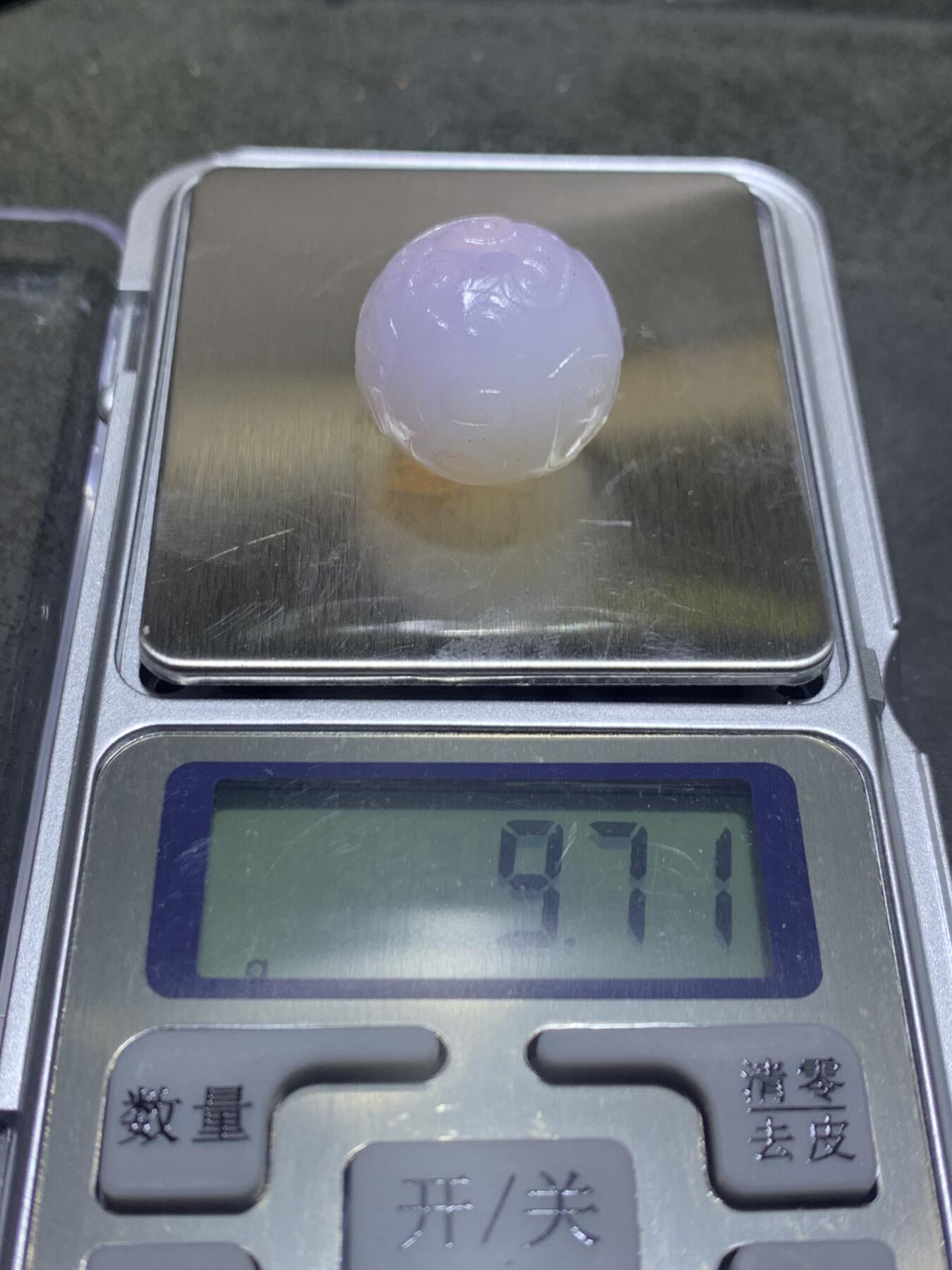 稀有紫罗兰高冰荧光润料玛瑙随形回纹珠一颗